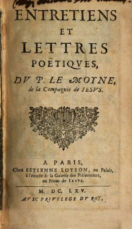 Entretiens et lettres poëtiques