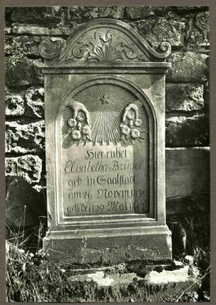 Friedhof. Grabstein der Elisabetha Brügel, +1842