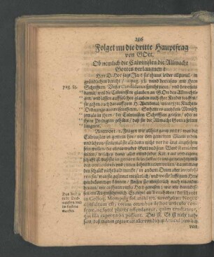 Folget nu die dritte Hauptfrag von Gott. On nemlich die Calvinisten die Allmacht Gottes verlaugnen?