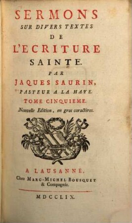 Sermons Sur Divers Textes De L'Ecriture Sainte, 5