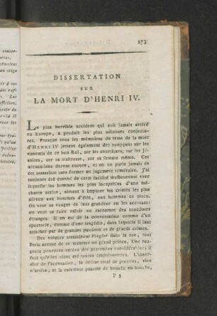 Dissertation Sur La Mort D'Henri IV.