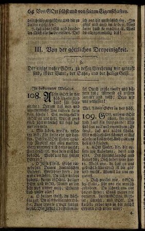 III. Von der göttlichen Dreyeinigkeit.