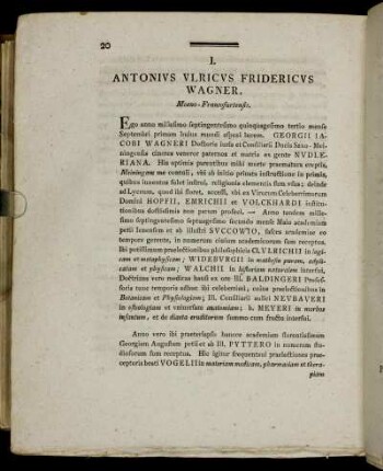 I. Antonius Ulricus Fridericus Wagner, Moeno-Francofurtensis.