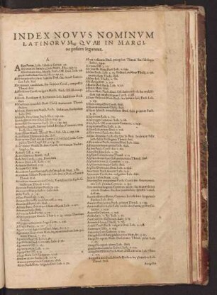 Index Novvs Nominvm Latinorvm, Qvae In Margine passim leguntur