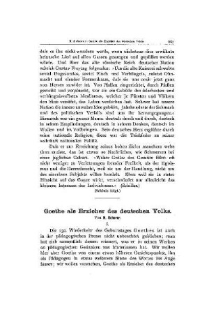 Goethe als Erzieher des deutschenVolks : I.