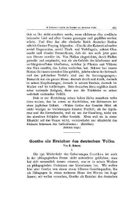 Goethe als Erzieher des deutschenVolks : I.