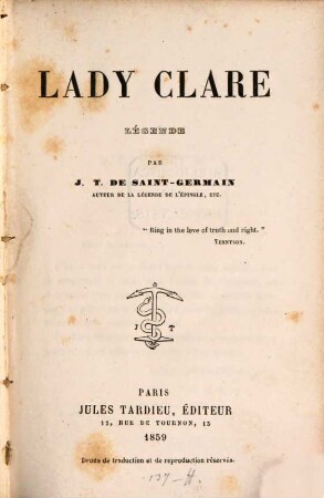 Lady Clare : Légende
