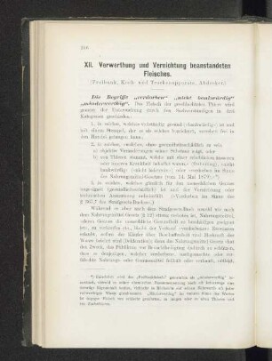 XII. Verwerthung und Vernichtung beanstandeten Fleisches.