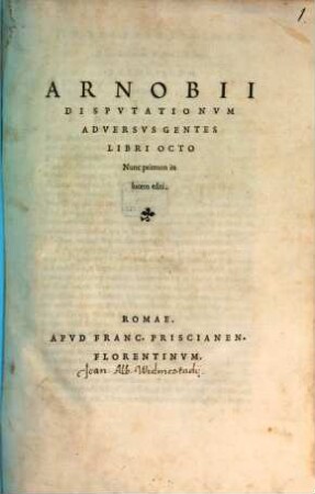 Disputationes adversus gentes : libri VIII.