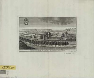 Ansicht der Abtei Salsine an der Sambre in der Gegend von Namur, Belgien, Kupferstich, um 1720 : Vue de l'Abbaye de Salsine à la Sambre proche Namur / Remacle le Loup fecit. - [S.l.] , [ca. 1720]. - 1 Kunstbl. : Kupferst. ; 24 x 13 cm
