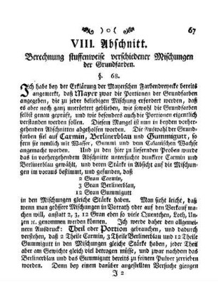 VIII. Abschnitt. Berechnung stuffenweise verschiedener Mischungen der Grundfarben