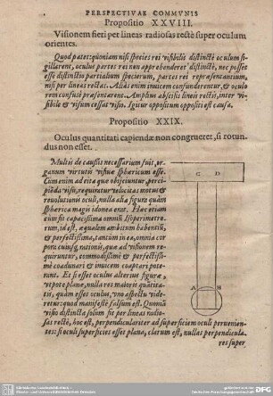 Propositio XXVIII. Visionem fieri per lineas radiosas recte super oculum orientes.