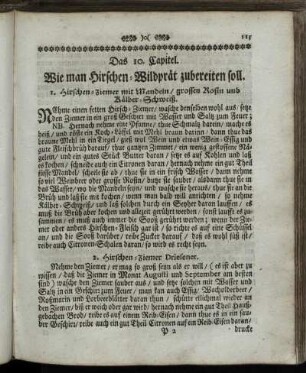 Das 10. Capitel. Wie man Hirschen-Wildprät zubereiten soll.