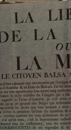 La Liberte De La Presse Ou La Mort : Le Citoyen Balsa A Ses Concitoyens