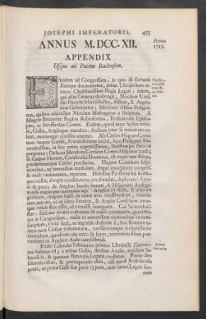 Annus M.DCC.XII. Appendix