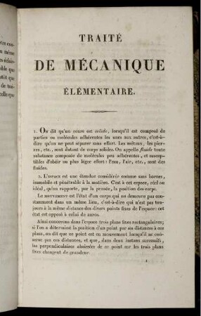 Traité de Mécanique Élémentaire.