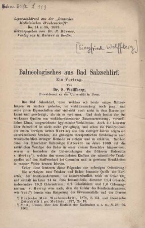 Balneologisches aus Bad Salzschlirf