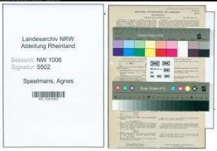 Entnazifizierung Agnes Speelmans , geb. 02.05.1896 ()