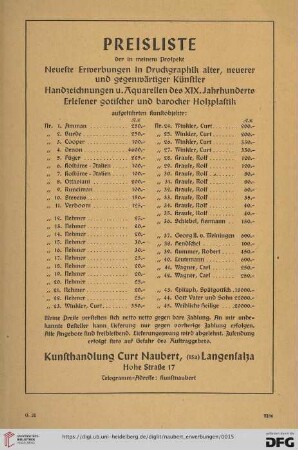 Preisliste