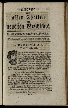 XLVII. Stück. Coburg, den 20. Nov. 1754.