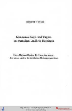 Kommunale Siegel und Wappen im ehemaligen Landkreis Hechingen.