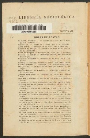 Obras de teatro : Librería sociológica