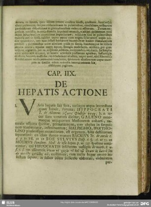 Cap. IIX. De Hepatis Actione