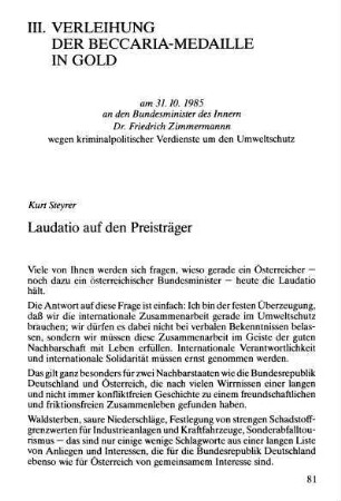 81-85, 1. Laudatio auf den Preisträger