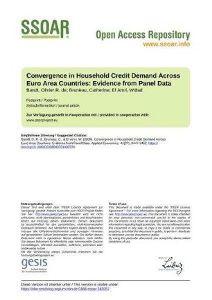 Convergence in Household Credit Demand Across Euro Area Countries: Evidence from Panel Data
