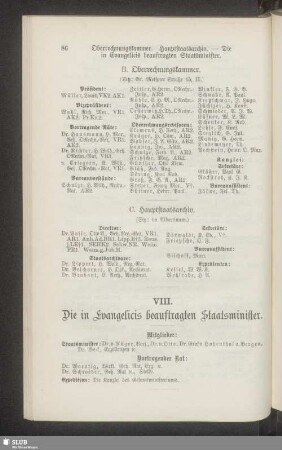 VIII. Die in Evangelicis beauftragten Staatsminister