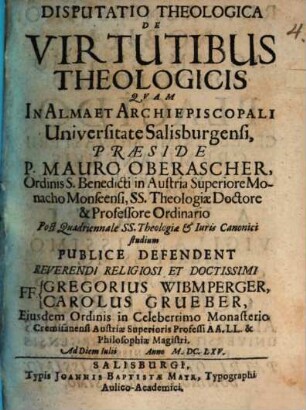 Disputatio theologica de virtutibus theologicis