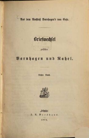 Briefwechsel zwischen Varnhagen und Rahel, 1