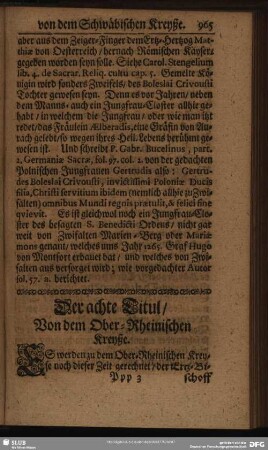 Der achte Titul, Von dem Ober-Rheinischen Kreyße