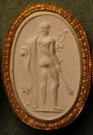 Rückenansicht des Herkules mit Löwenhaut, Keule und Bogen (Daktyliothek, Erstes Mythologisches Tausend)