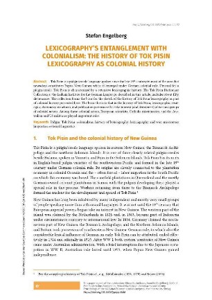Lexicography’s entanglement with colonialism: The history of Tok Pisin lexicography as colonial history