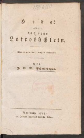 Heda! oder: das neue Lottobüchlein