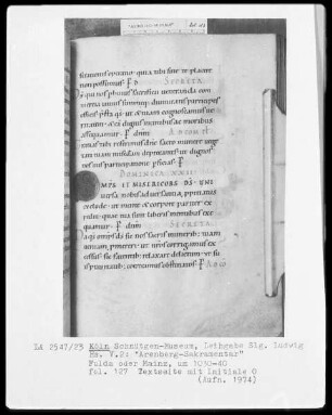 Arenberg-Sakramentar — Textseite mit Initiale O, Folio 127
