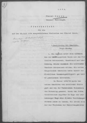 Buoch mit Reichenbach (Berglen): Pfarrbericht 1934