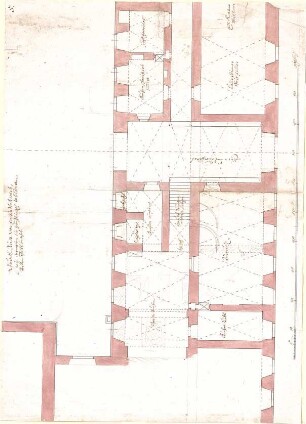 Gabrieli, Gabriel; Eichstätt; Residenz (Codex Aureatinus) - Westflügel (Grundriss EG, Grundriss 1. OG)