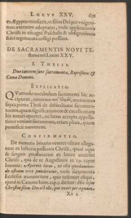 De Sacramenti Novi Testamenti Locus XXV.