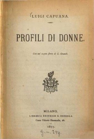 Profili di donne : Con un acqua forte di G. Grandi
