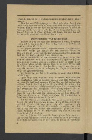 Schwierigkeiten der Bildungsarbeit