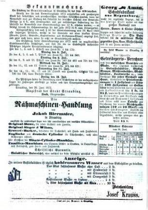 Straubinger Zeitung. 1872,7/12, 1872,7/12