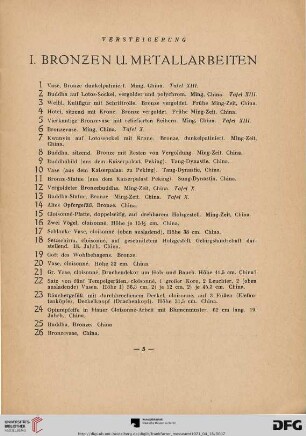 I. Bronzen u. Metallarbeiten (Nr. 1-59)