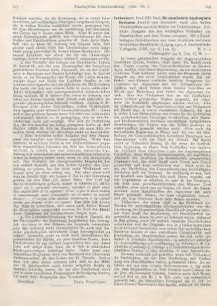 214-217 [Rezension] Tschackert, Paul, Die unveränderte Augsburgische Konfession