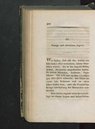 III. Thätige und arbeitsame Jugend