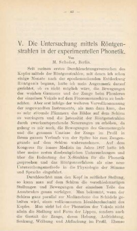 V. Die Untersuchung mittels Röntgenstrahlen in der experimentellen Phonetik