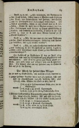 Der Werth der holländischen Münzen[...] - Holländische Wechselarten.