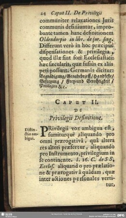 Caput II. De Privilegii Definitione