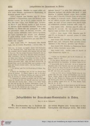 Jahrgeschichten der Franciscaner-Conventualen in Baden. Vom 13. bis 18. Jahrhundert